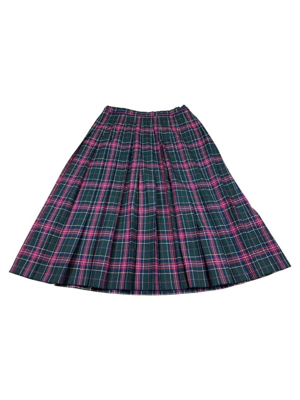Pendleton Vintage Womens Plaid Wool Pleated Midi Skirt 18 Green Pink (LL778)